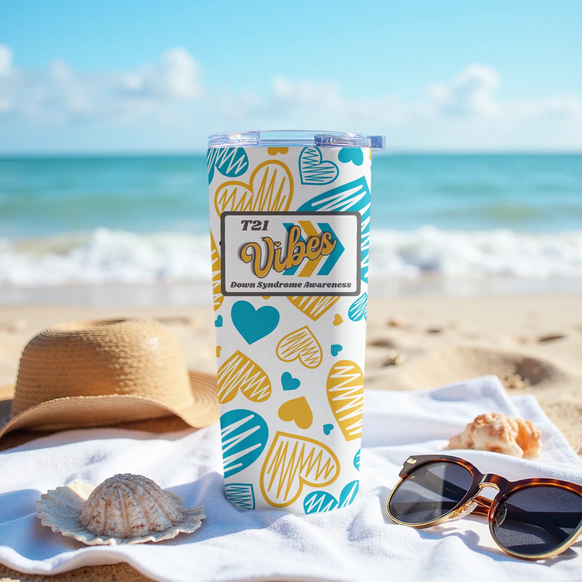 T21 Vibes Down Syndrome Awareness Beach Tumbler