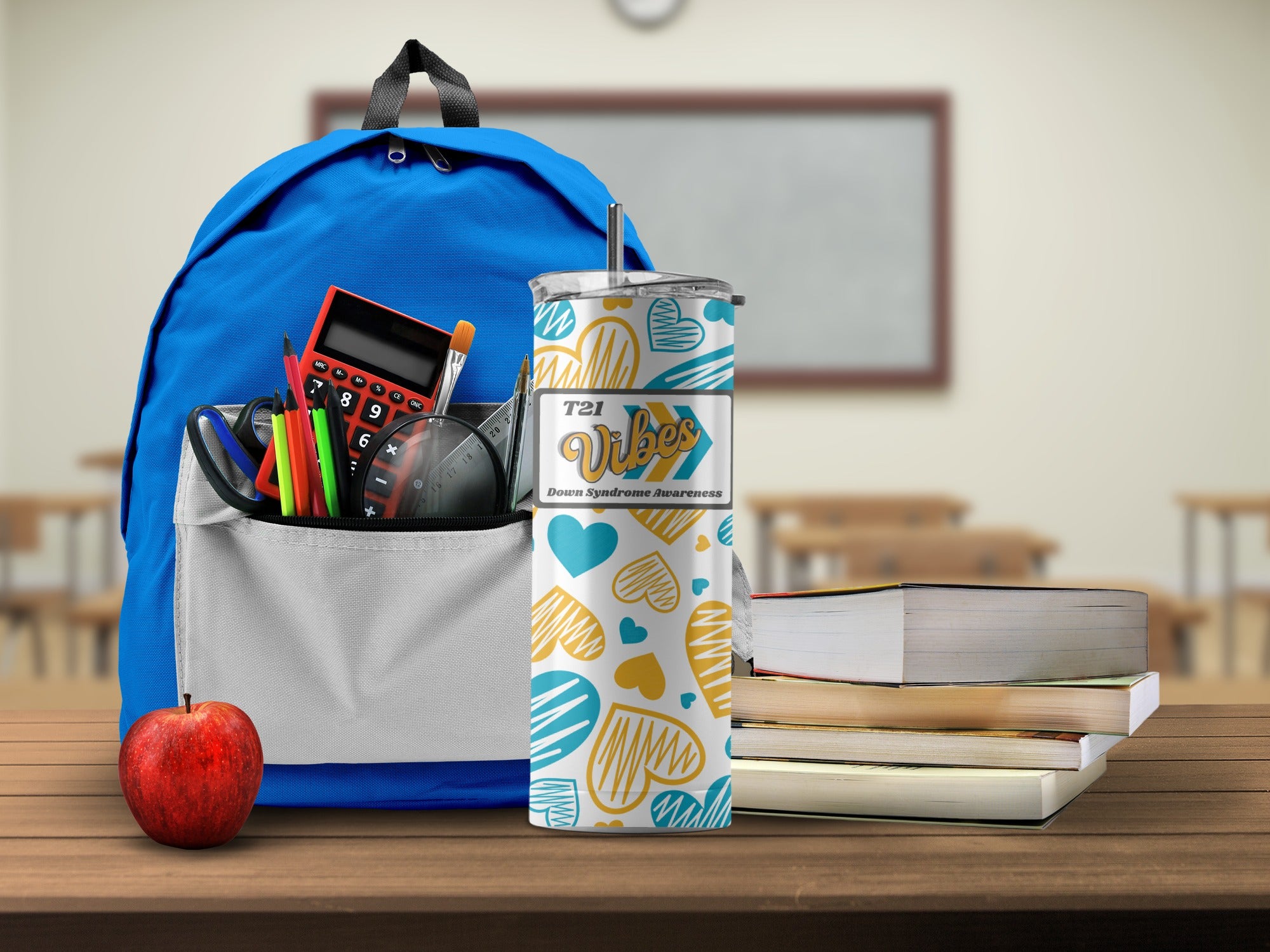 Vibes Drink Tumbler with Straw Inspirational Design