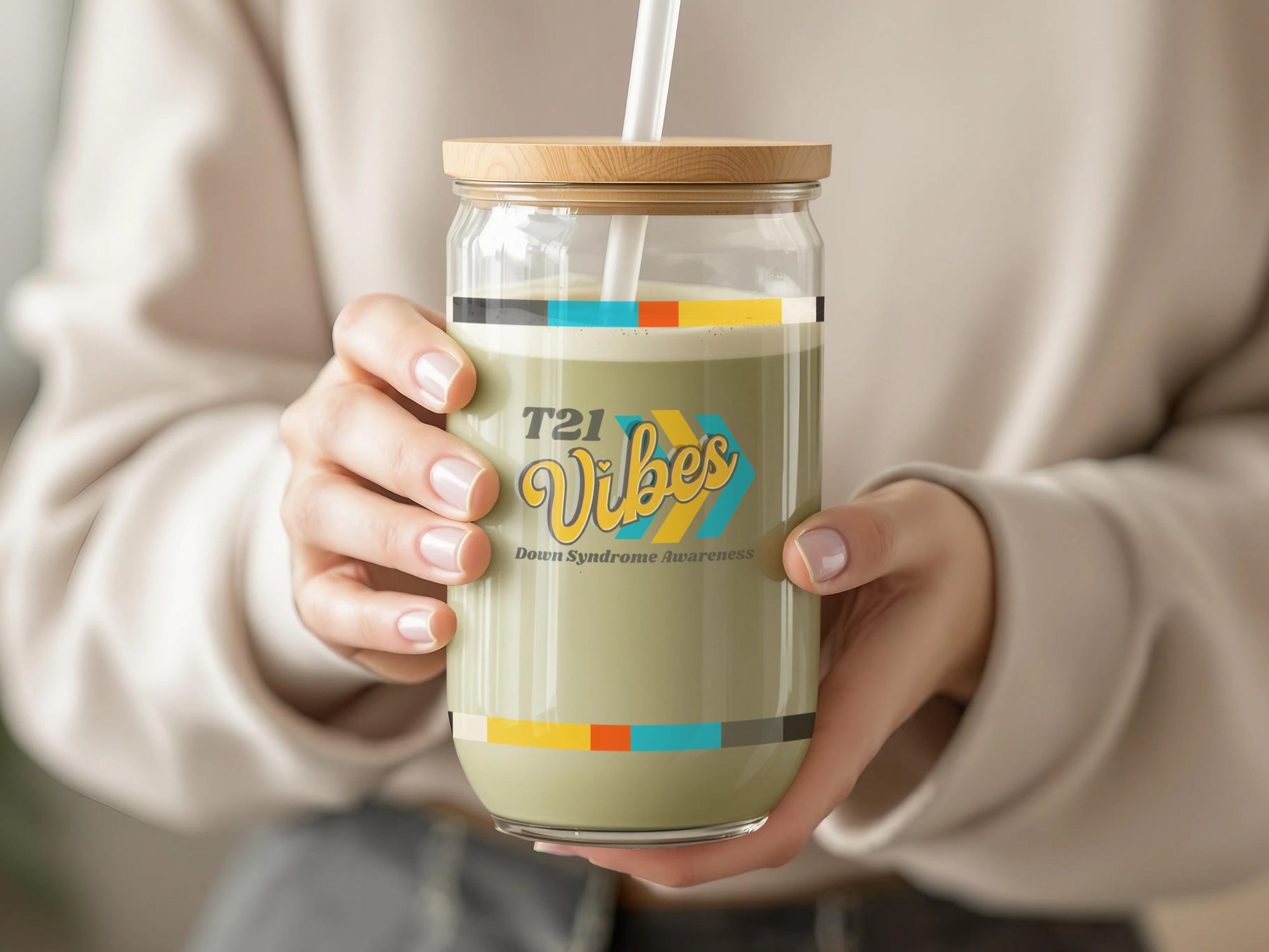 T21 Vibes Down Syndrome Awareness Glass product