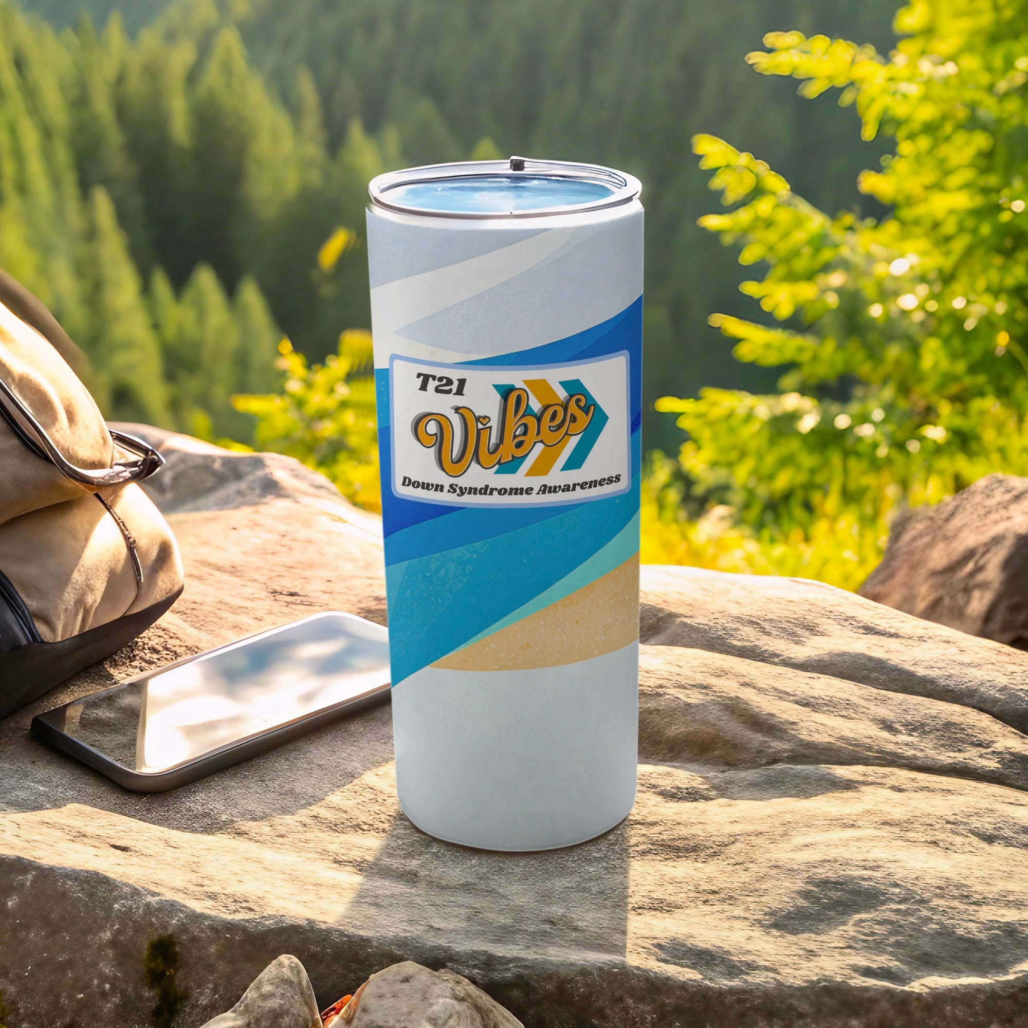 T21 Vibes Down Syndrome Awareness Tumbler for Outdoor Use