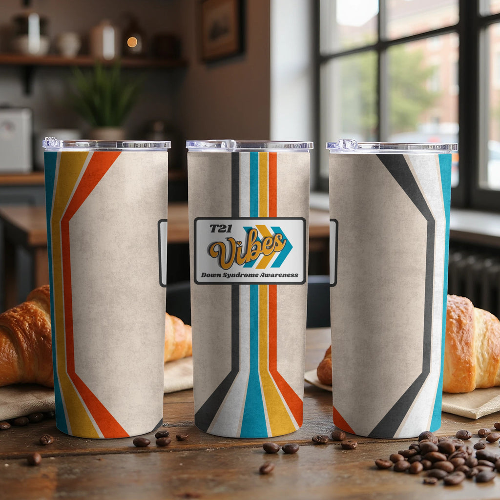 Colorful T21 Vibes Down Syndrome Awareness tumbler