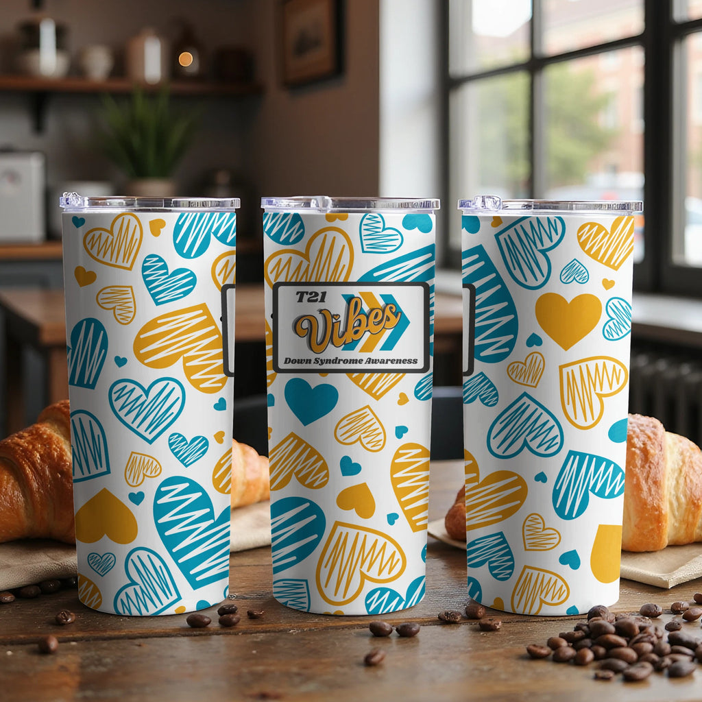 Down Syndrome Awareness Tumbler Vibes Hearts Pattern